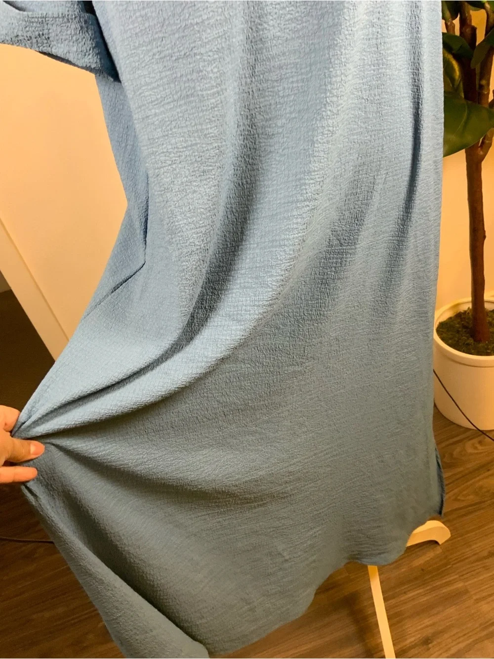 Light Blue V-Neck Midi Dress - Classic Casual